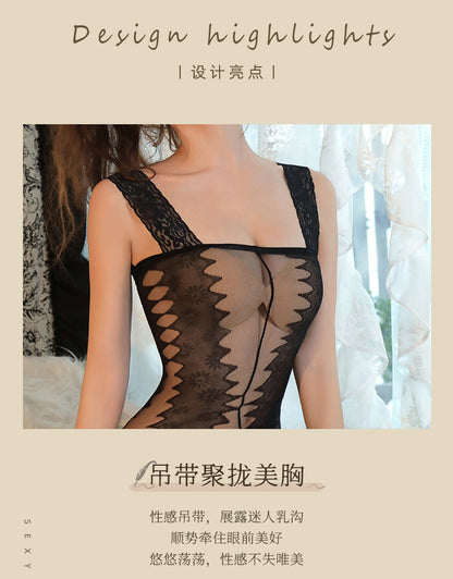 Sheer Tease Open-Crotch Bodysuit