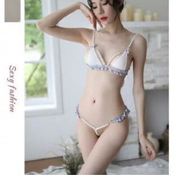 Pearl Bikini Set with Lace Details