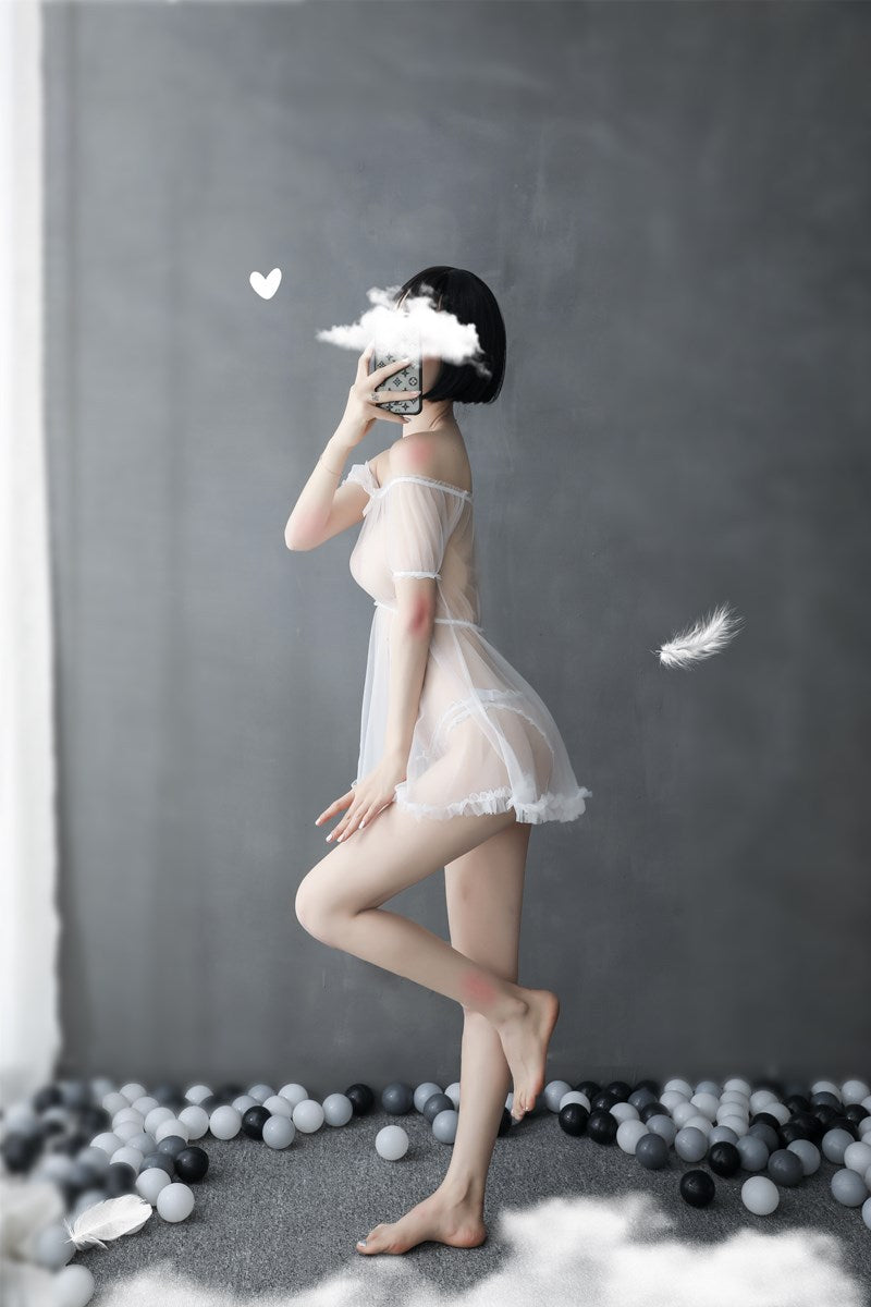 Sheer Off-shoulder Gown