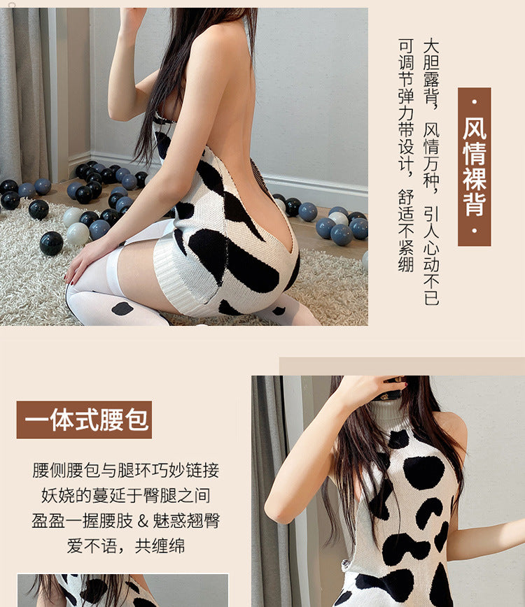 Cow Print Sweater Dress