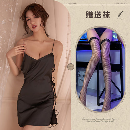 Sheer Lace Slit Nightie