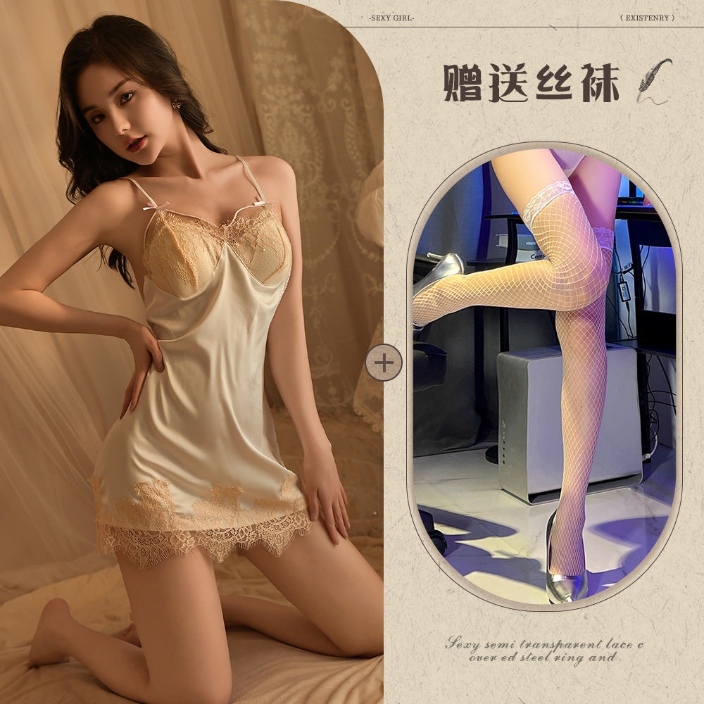 Satin Lace Nightdress Set