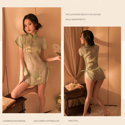 Sheer Embroidered Qipao