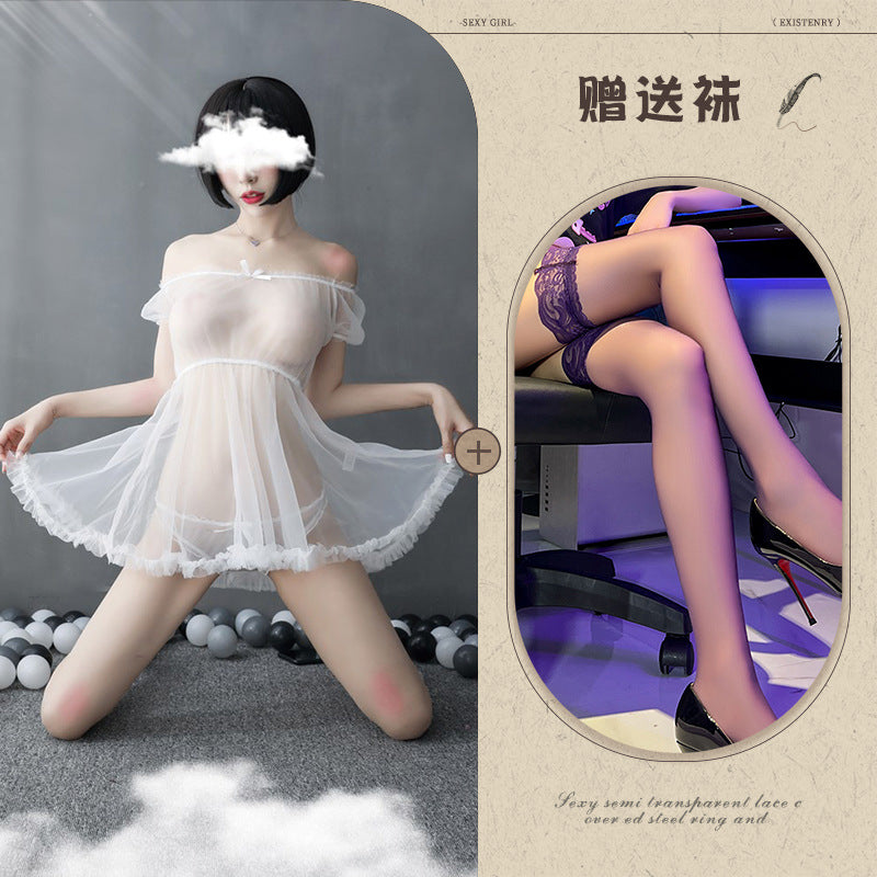 Sheer Off-shoulder Gown