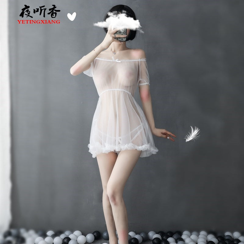 Sheer Off-shoulder Gown