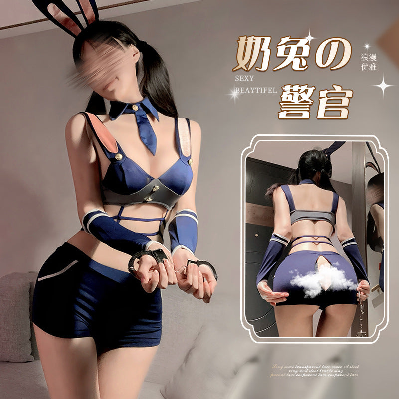 Rabbit Police Officer Female Police Captain Open Crotch Uniform