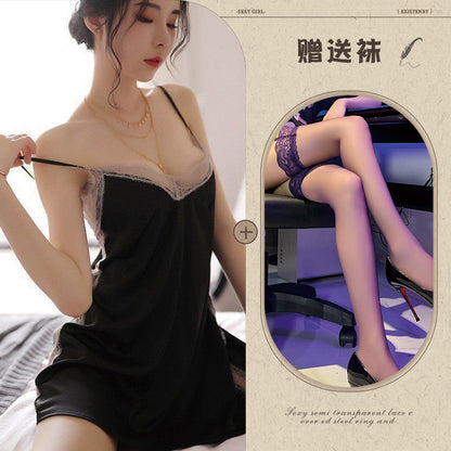 Slit Thigh Sheer Nightdress Set