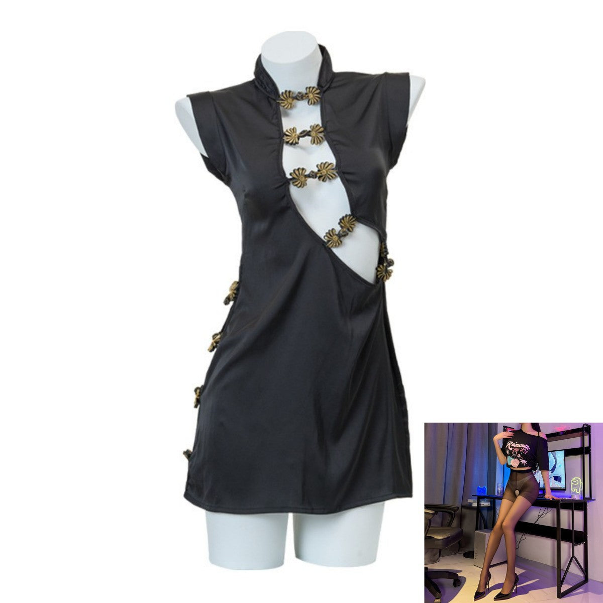 Cut-out Qipao Lingerie