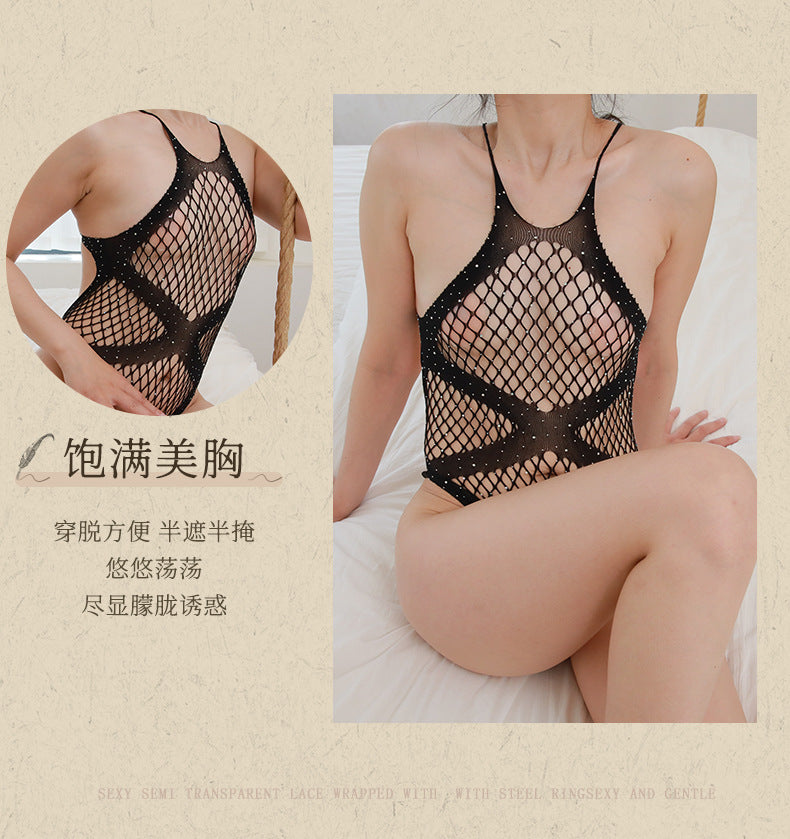 Rhinestone Star Mesh Catsuit