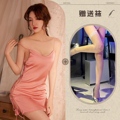 Sheer Lace Slit Nightie