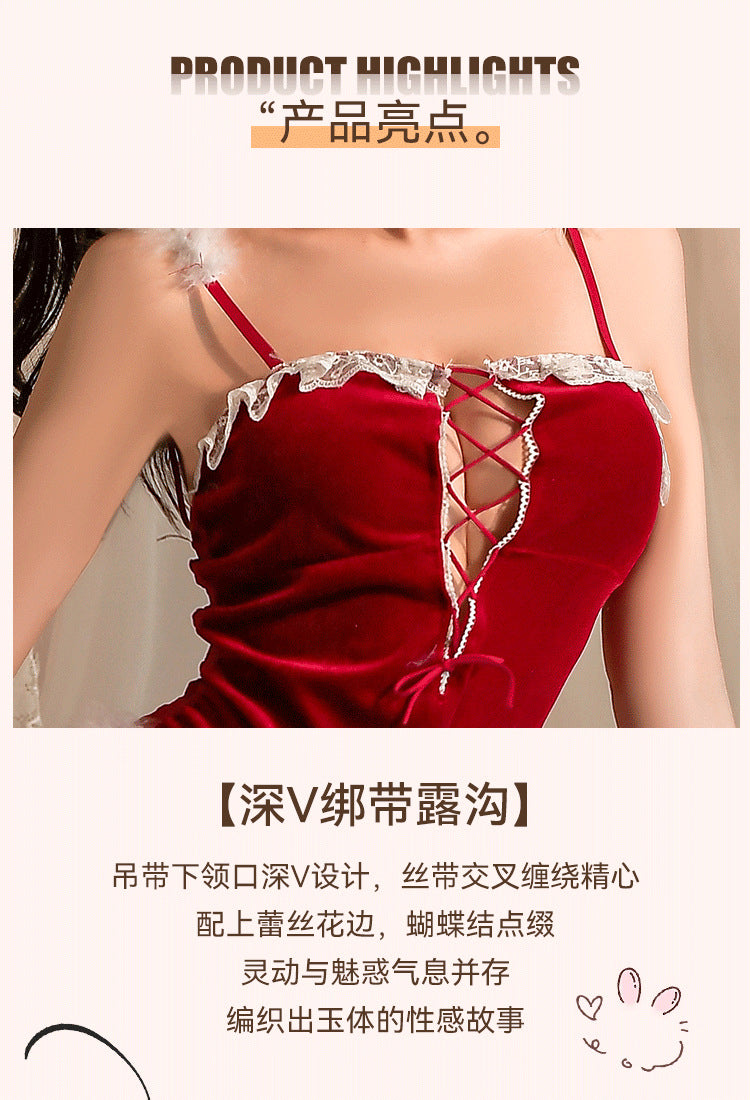 Embroidered Christmas Bunny Lingerie