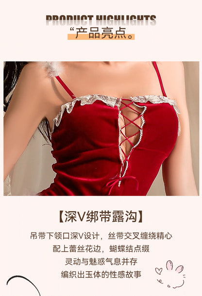 Embroidered Christmas Bunny Lingerie