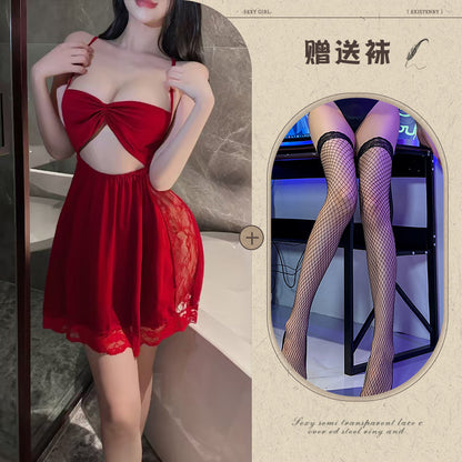 Backless Satin Bow Nightdress