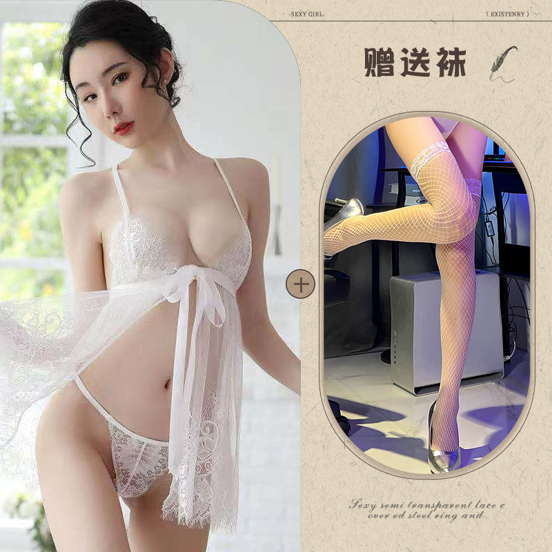 Sheer Lace Slit Nightdress