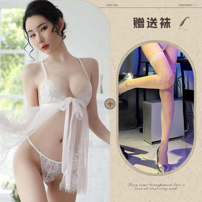 Sheer Lace Slit Nightdress