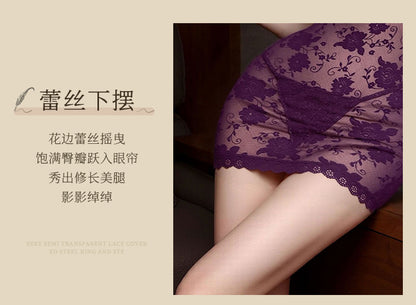 Deep V Lace Tie-Neck Gown