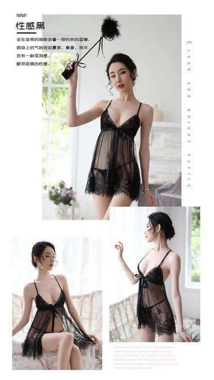 Sheer Lace Slit Nightdress