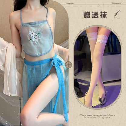 Black Slit Silk Nightdress 