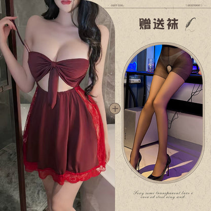 Backless Satin Bow Nightdress