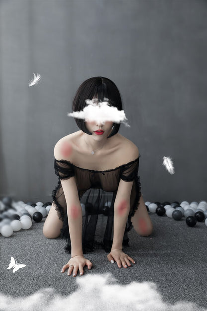 Sheer Off-shoulder Gown