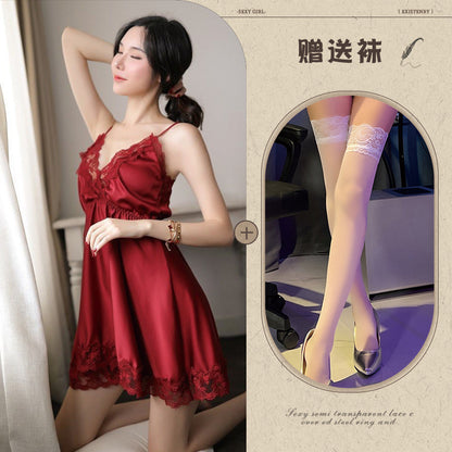 Embroidered Lace Chemise Set