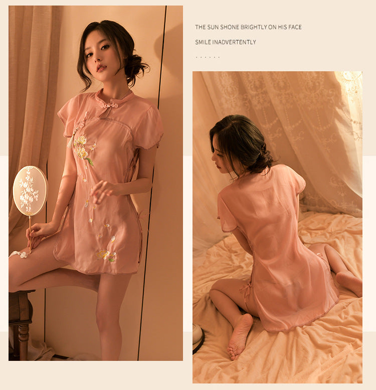 Sheer Embroidered Qipao
