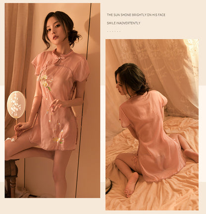 Sheer Embroidered Qipao