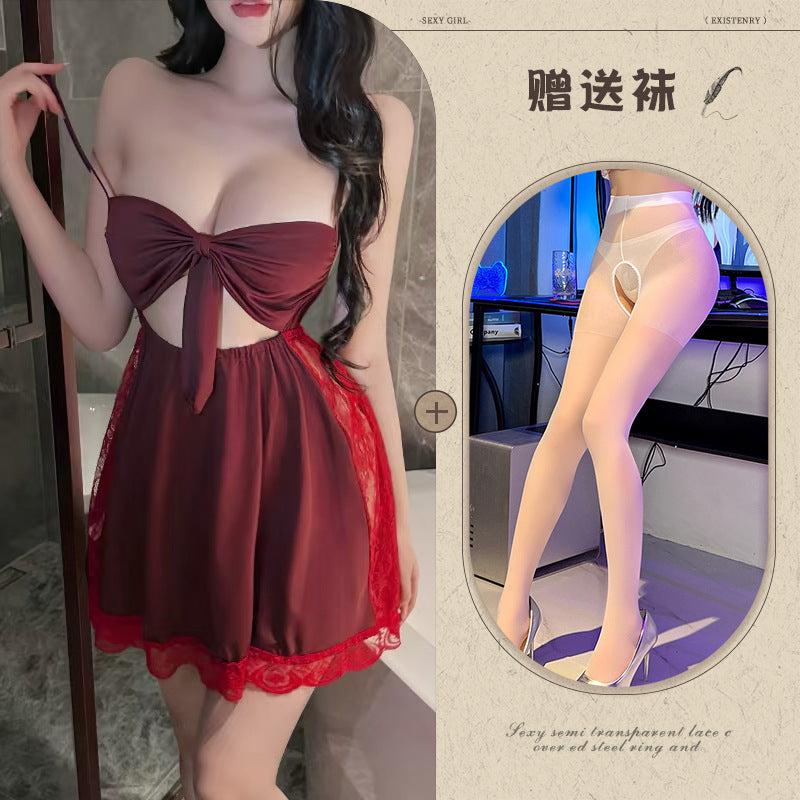 Backless Satin Bow Nightdress