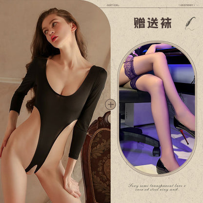 Open Crotch Silk Teddy