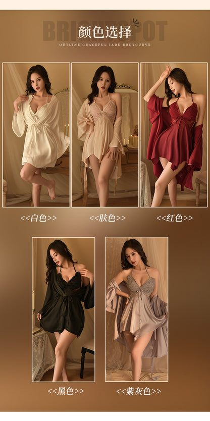 Silk Robe at Chemise Set 