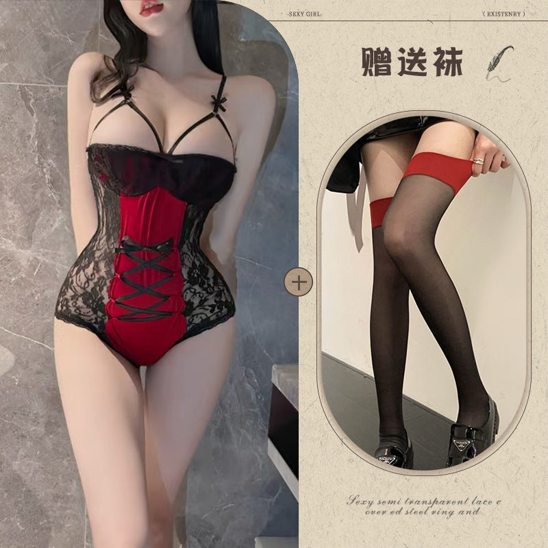 Red Lace Teddy Set