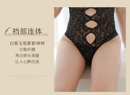 Crystal Beaded Swimsuit Bodysuit