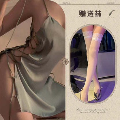 Sheer Lace Slit Nightie