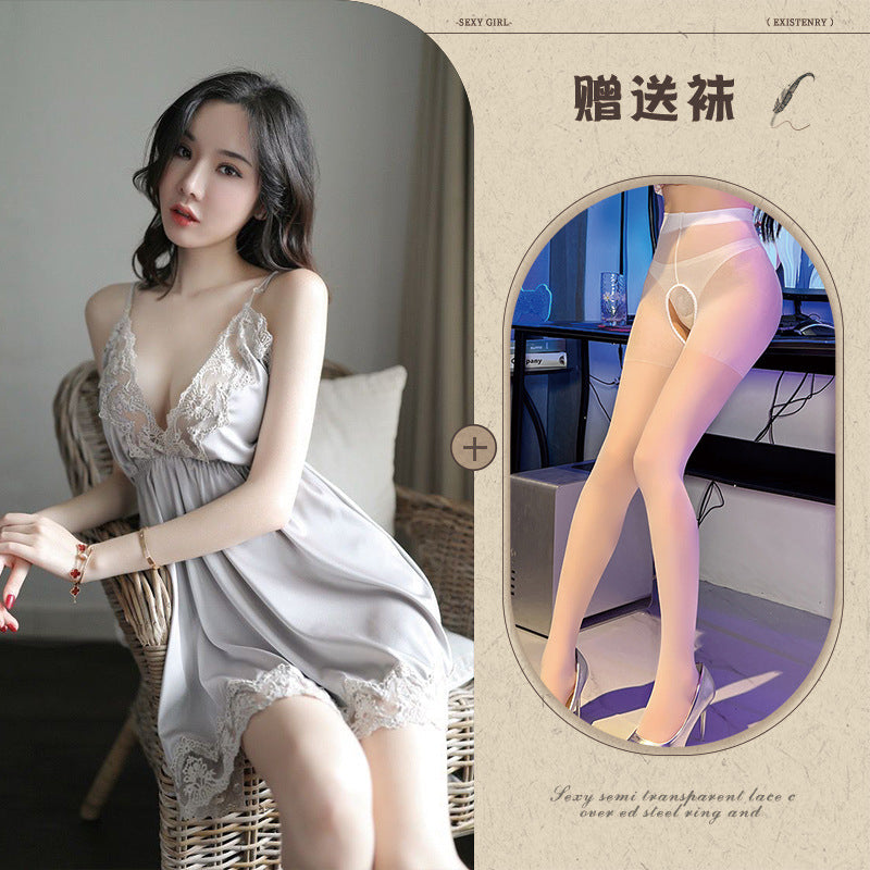 Embroidered Lace Chemise Set