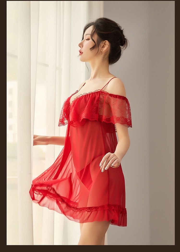Sheer Chiffon Robe with Lace Trim