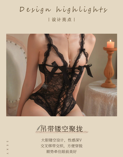 Lace-up Mesh Teddy