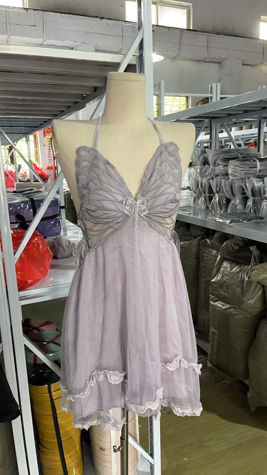 Sheer Satin Nightgown with Lace Cover