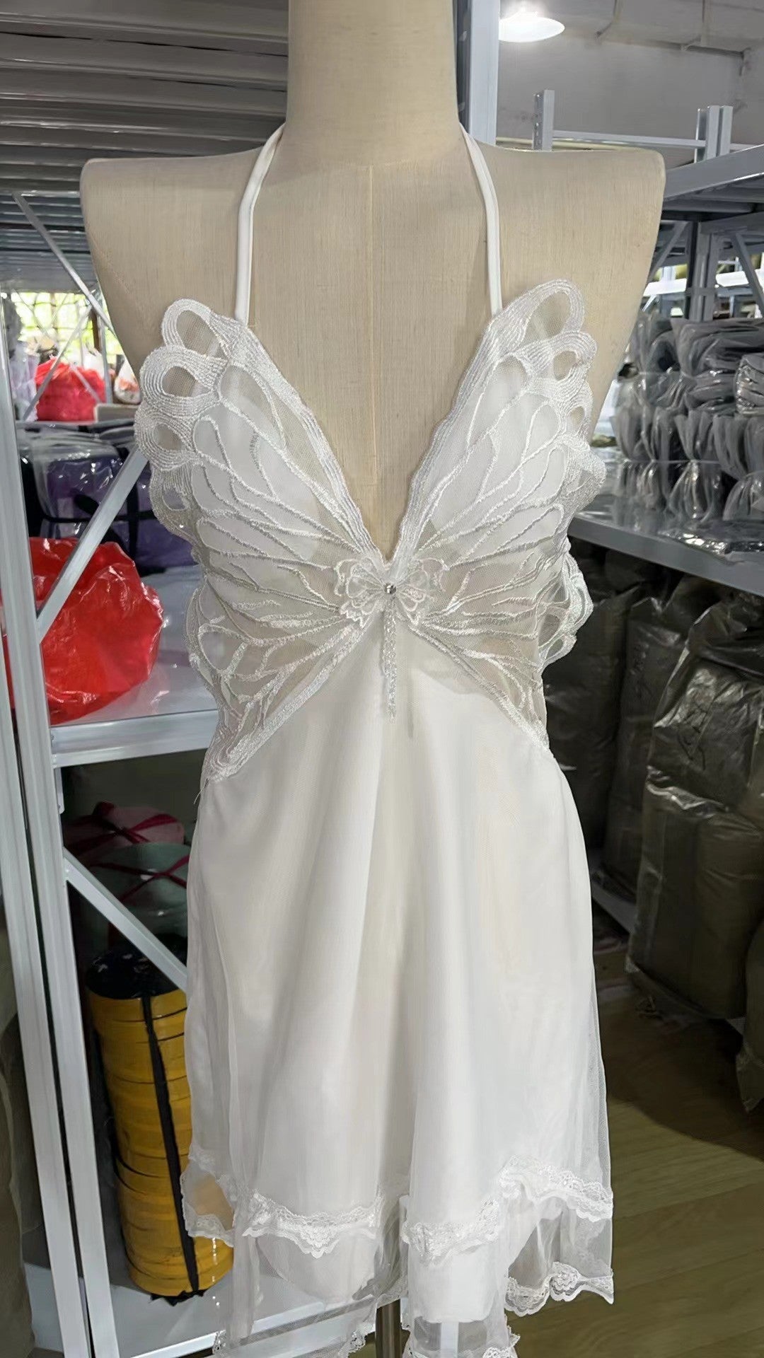 Sheer Satin Nightgown with Lace Cover