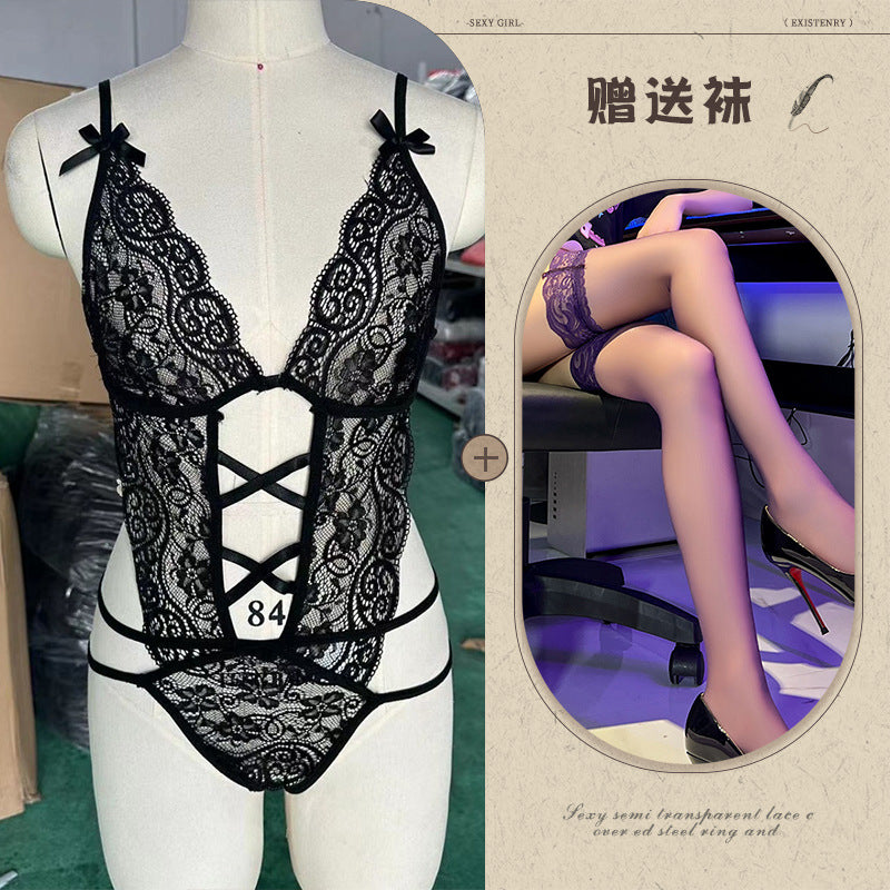 Lace Cut-out Negligee