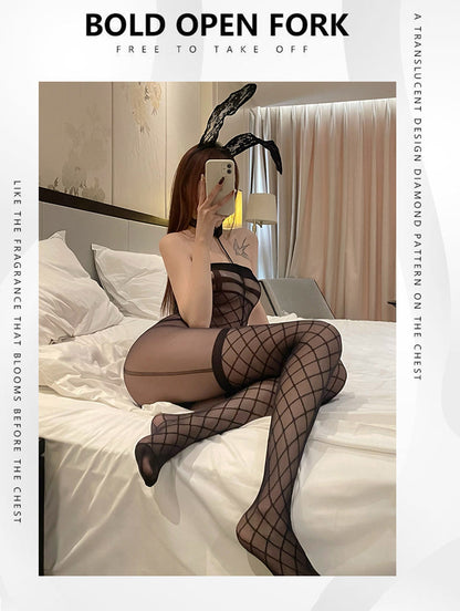 Rip-off Fishnet Teddy