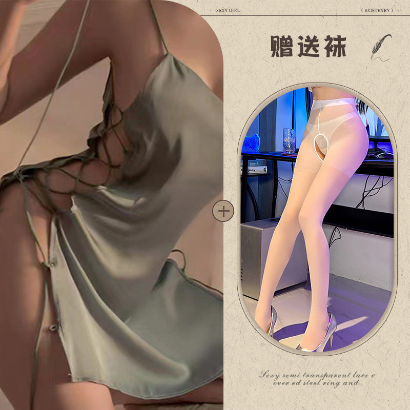 Sheer Lace Slit Nightie