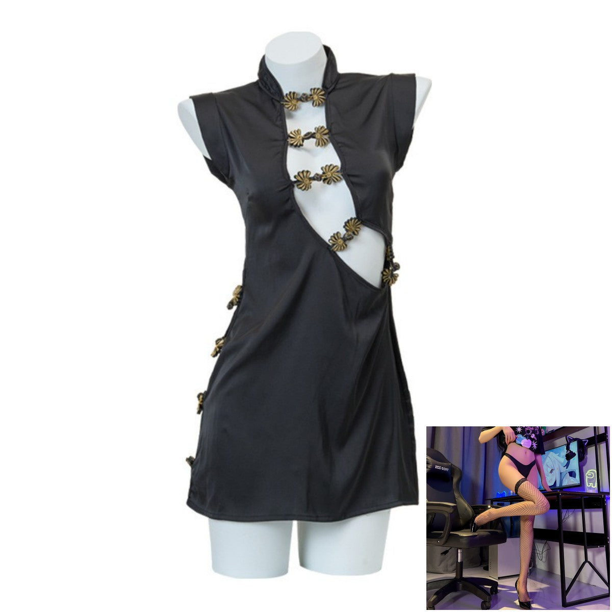 Cut-out Qipao Lingerie