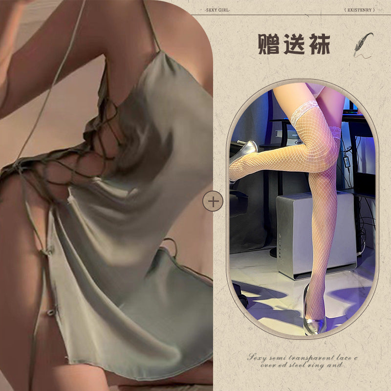 Sheer Lace Slit Nightie