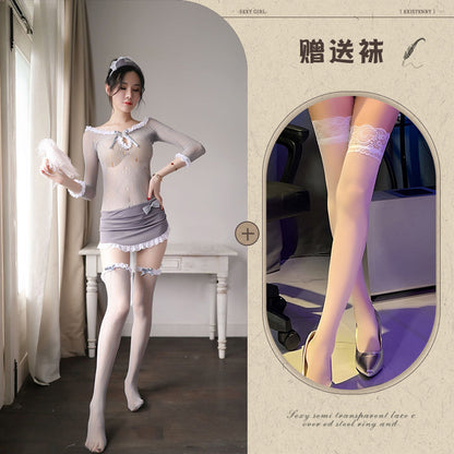 Grey Fishnet Set