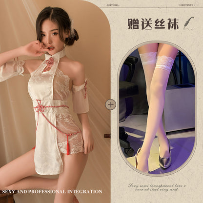 Lace-up Qipao Teddy
