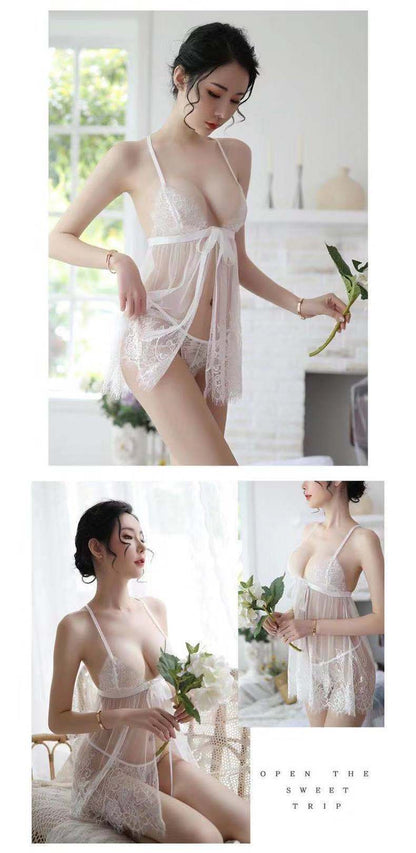 Sheer Lace Slit Nightdress