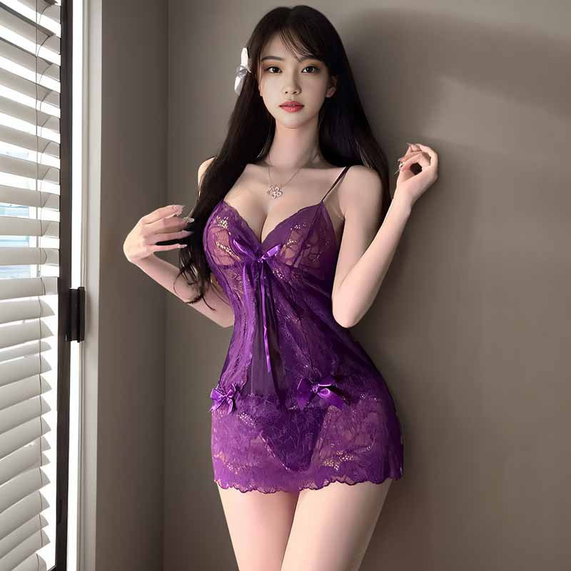 Sexy Deep V Sexy Lingerie See-through Seduction Nightdress