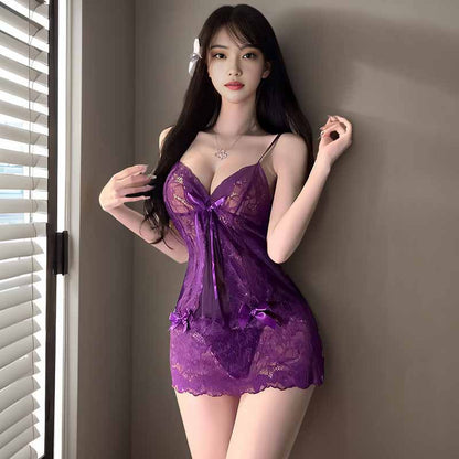 Sexy Deep V Sexy Lingerie See-through Seduction Nightdress
