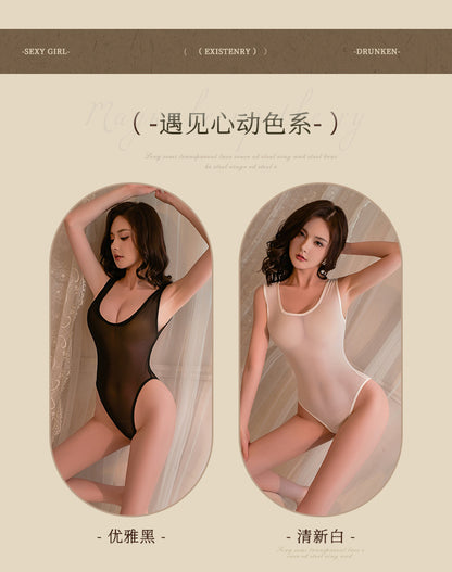 Sheer Open Crotch Swimsuit