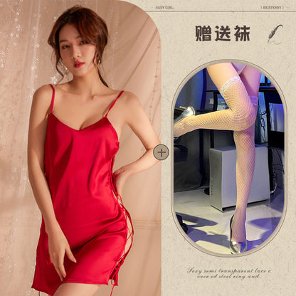 Sheer Lace Slit Nightie